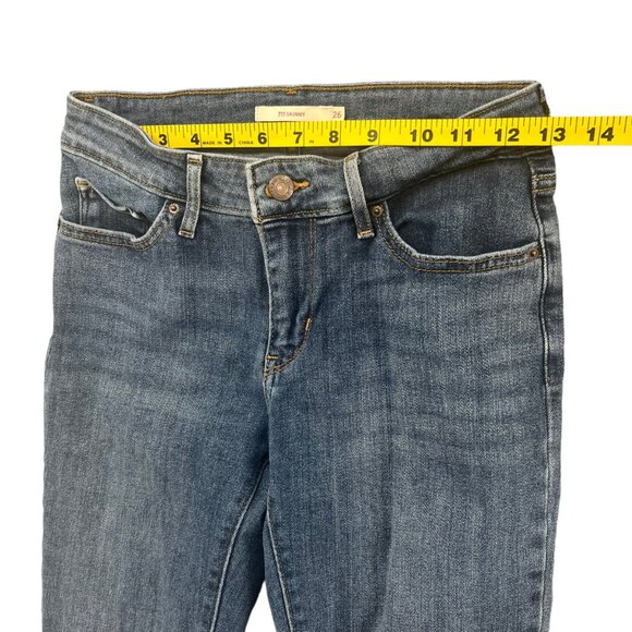 Levis 711 Skinny Jeans Womens Blue Distressed Ripped Frayed Stretch Denim Sz 26 - Picture 8 of 11